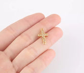 18K Gold Filled Cross Connector, Bracelet Connector, CZ Micro Pave Connector, Religious Connector, Cubic Zirconia, Connector, 20x10mm, CN306